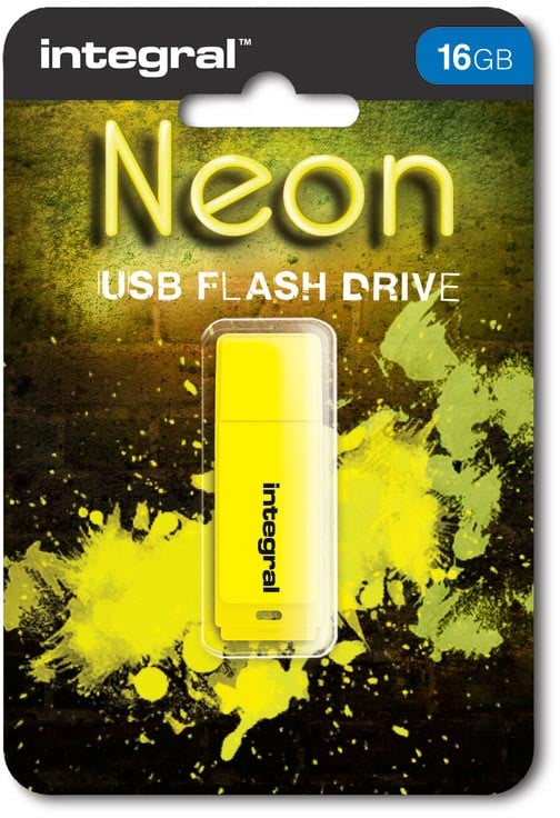 Integral Neon USB 2.0 stick, 16 GB, geel