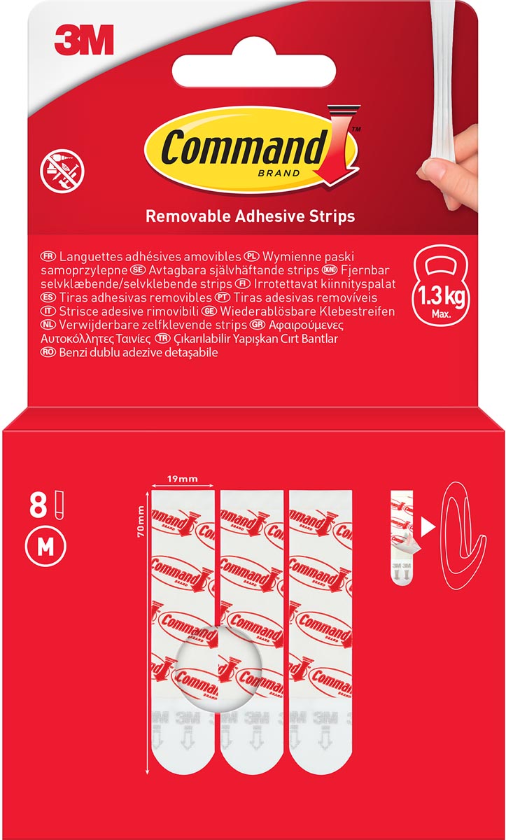 Command kleefstrips, medium, wit, blister van 8 stuks