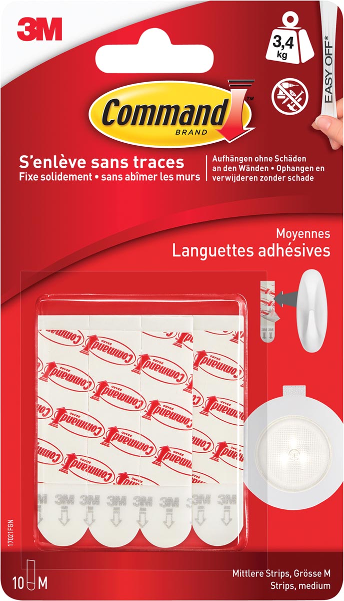 Command bevestigingsstrips, medium, wit, blister van 10 stuks afbeelding