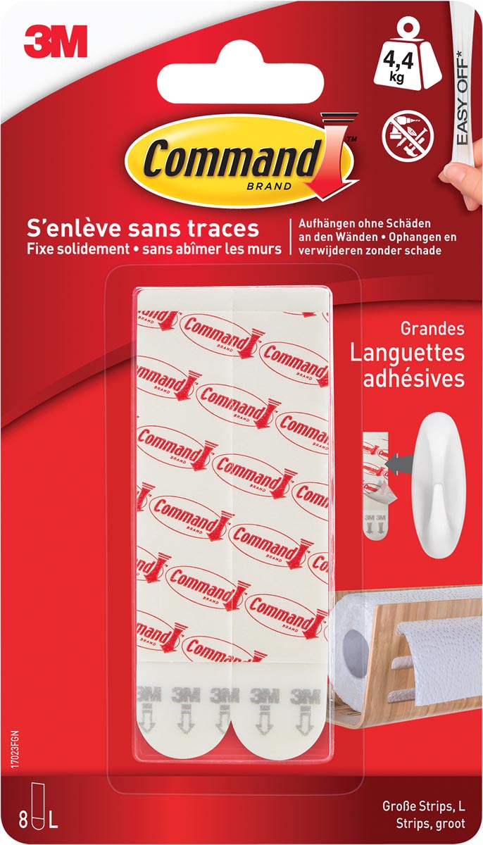 Command kleef- en navulstrip, large, wit, blister van 8 stuks afbeelding