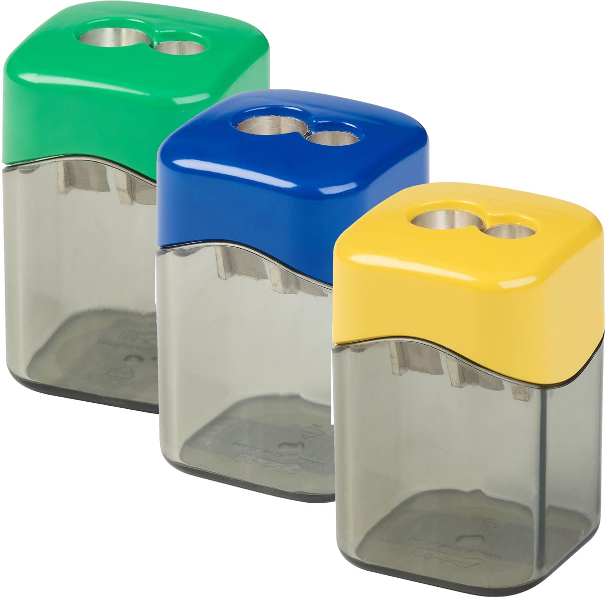 M+R potloodslijper Quattro Swing Eco, 2 gaats, met transparant reservoir, geassorteerde kleuren afbeelding