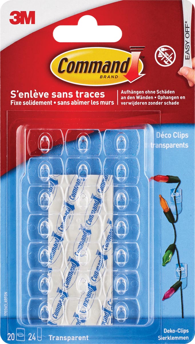 Command decohaak, extra small, draagvermogen 225 gram, transparant, blister van 20 stuks afbeelding