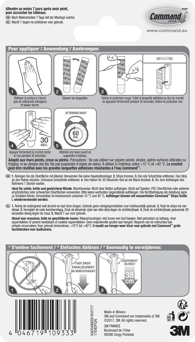 Command Accroche Tableau Pour Crochet Avec Dents De Scie Capacite 2 3 Kg Blanc Sous Blister Bij Vindiq Office