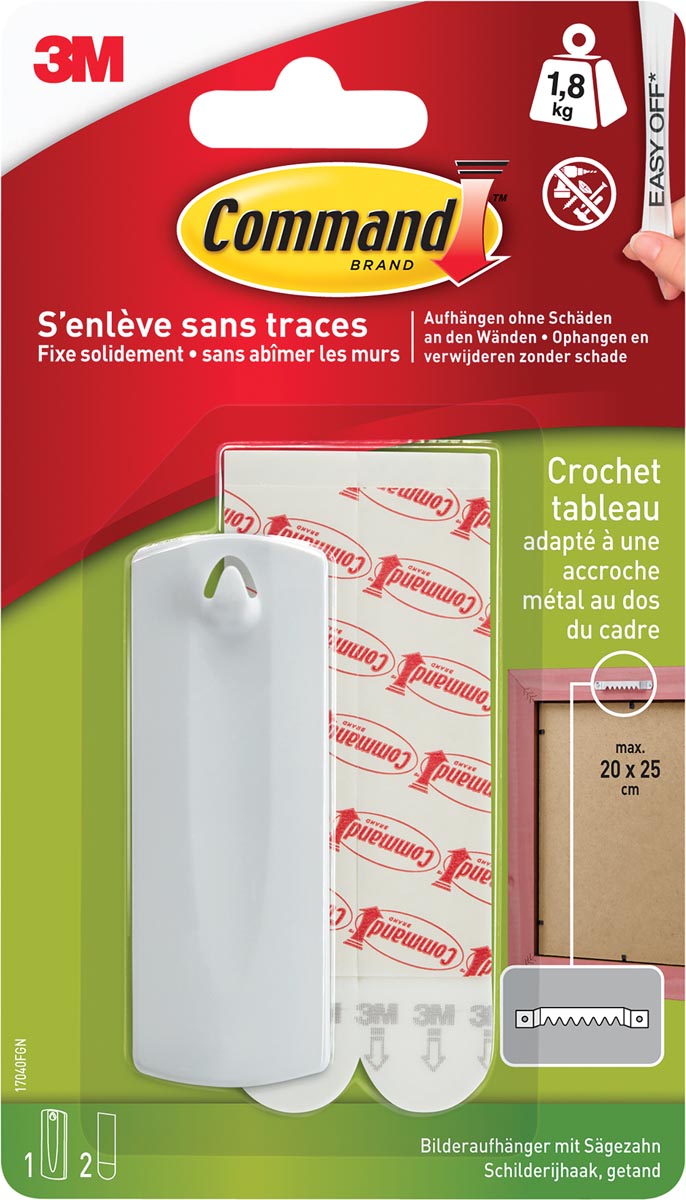 Command fotolijststrip voor haak met zaagtanden, draagvermogen 2,3 kg, wit, blisterverpakking afbeelding