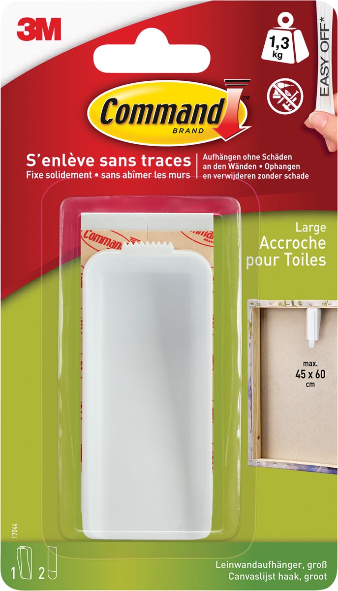 Command canvas ophanghaak, wit, blister met 1 haak en 2 strips