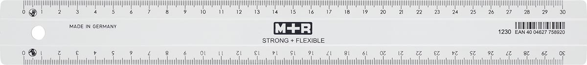 M+R Strong & Flexibel lat, met schaalverdeling voor recht- en linkshandigen, 15 cm, transparant M+R Strong & Flexibel lat, met schaalverdeling voor recht- en linkshandigen, 15 cm, transparant
