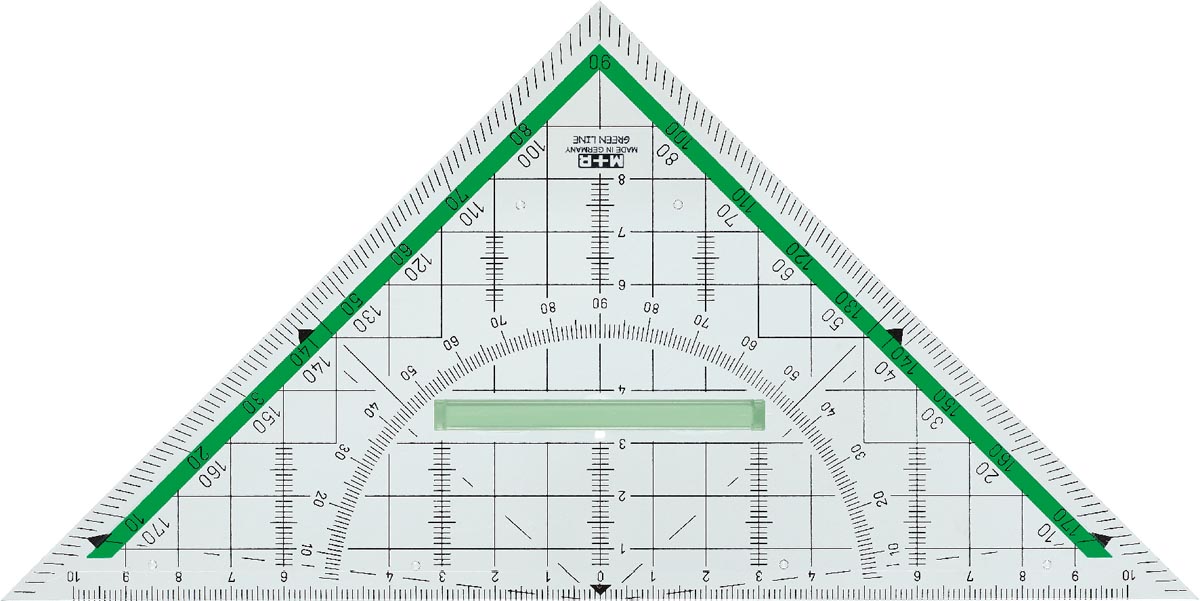 M+R Green Line geodriehoek, 22 cm