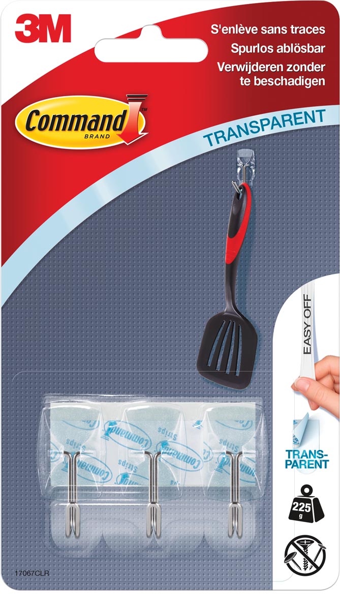 Command kleine transparante draadhaken, blister met 5 haken