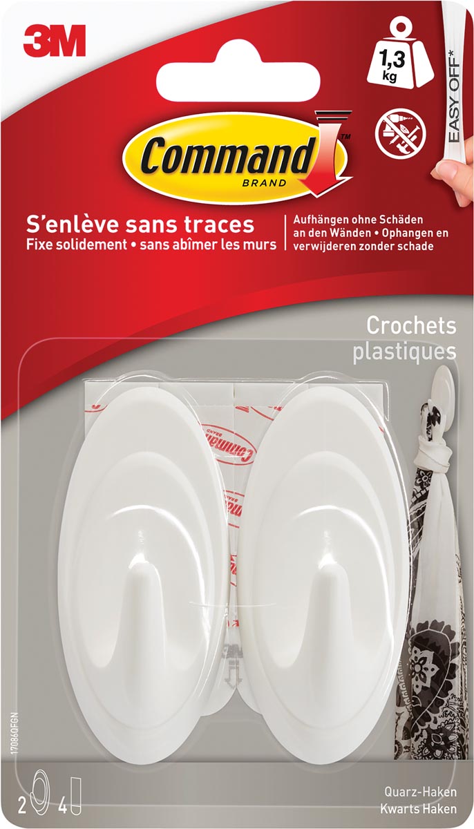 Command decoratieve kleefhaken, wit, blister van 2 stuks