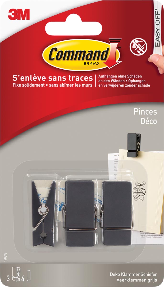 Command knijper, blister met 3 knijpers en 4 strips, zwart