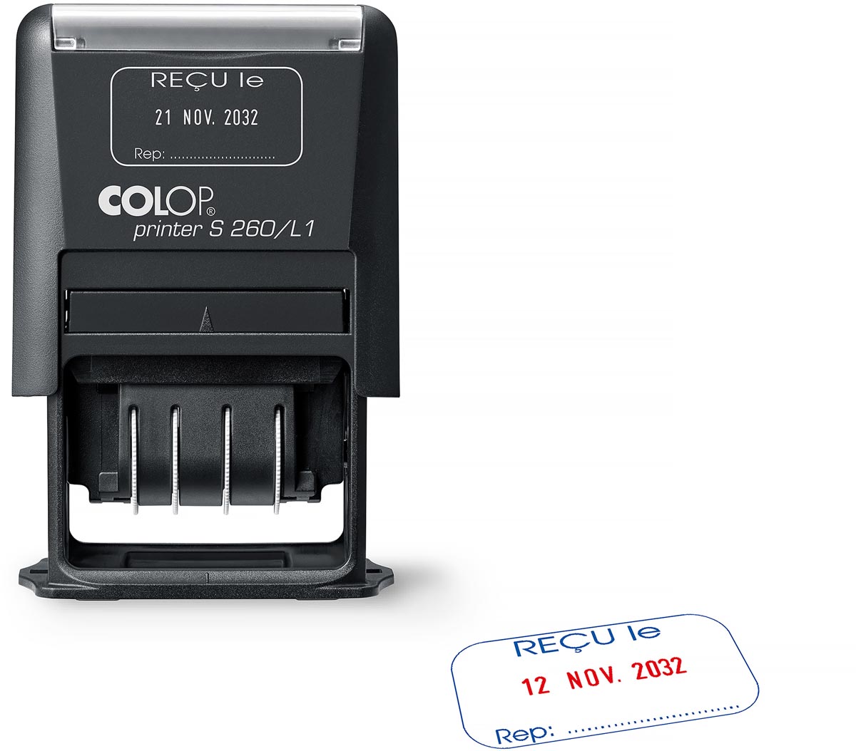 Colop tekststempel Printer S260/L1 N, met datum en ONTVANGEN