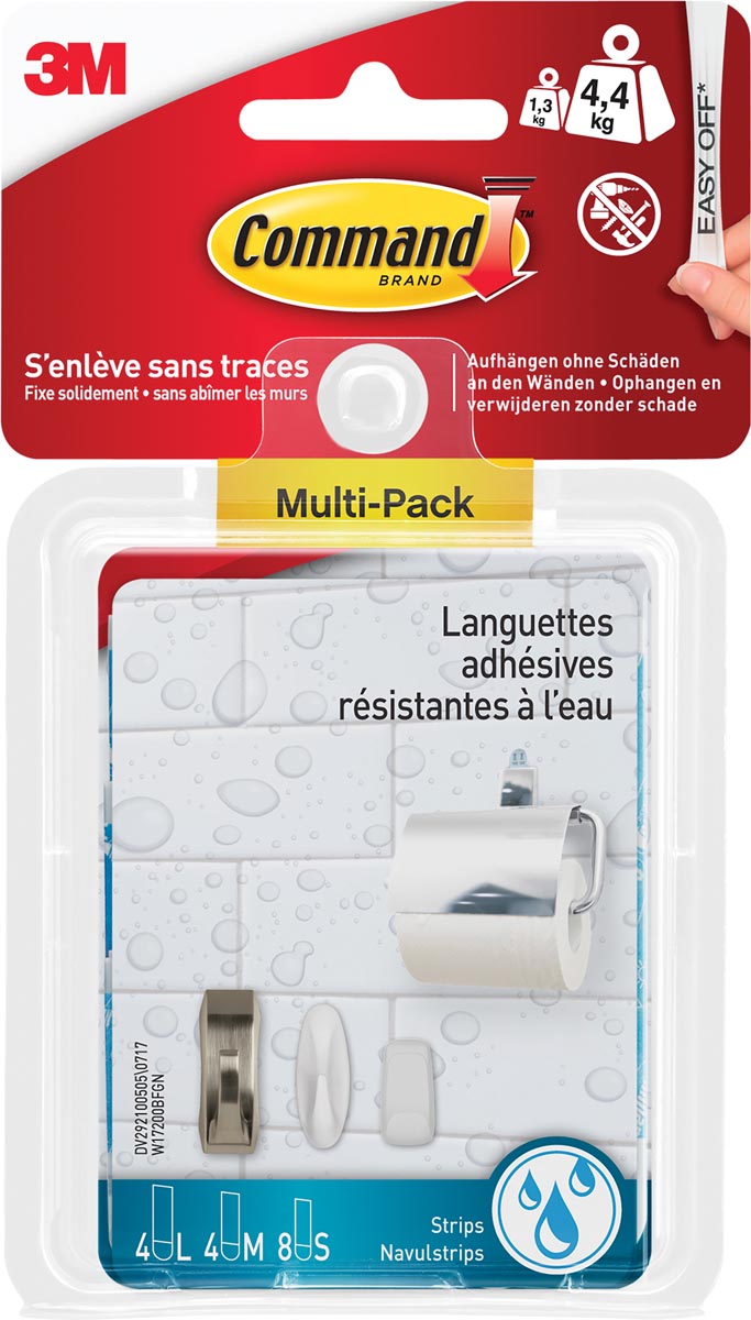 Command zelfklevende strips, badkamer, 8 small, 4 medium, 4 Large strips/pak