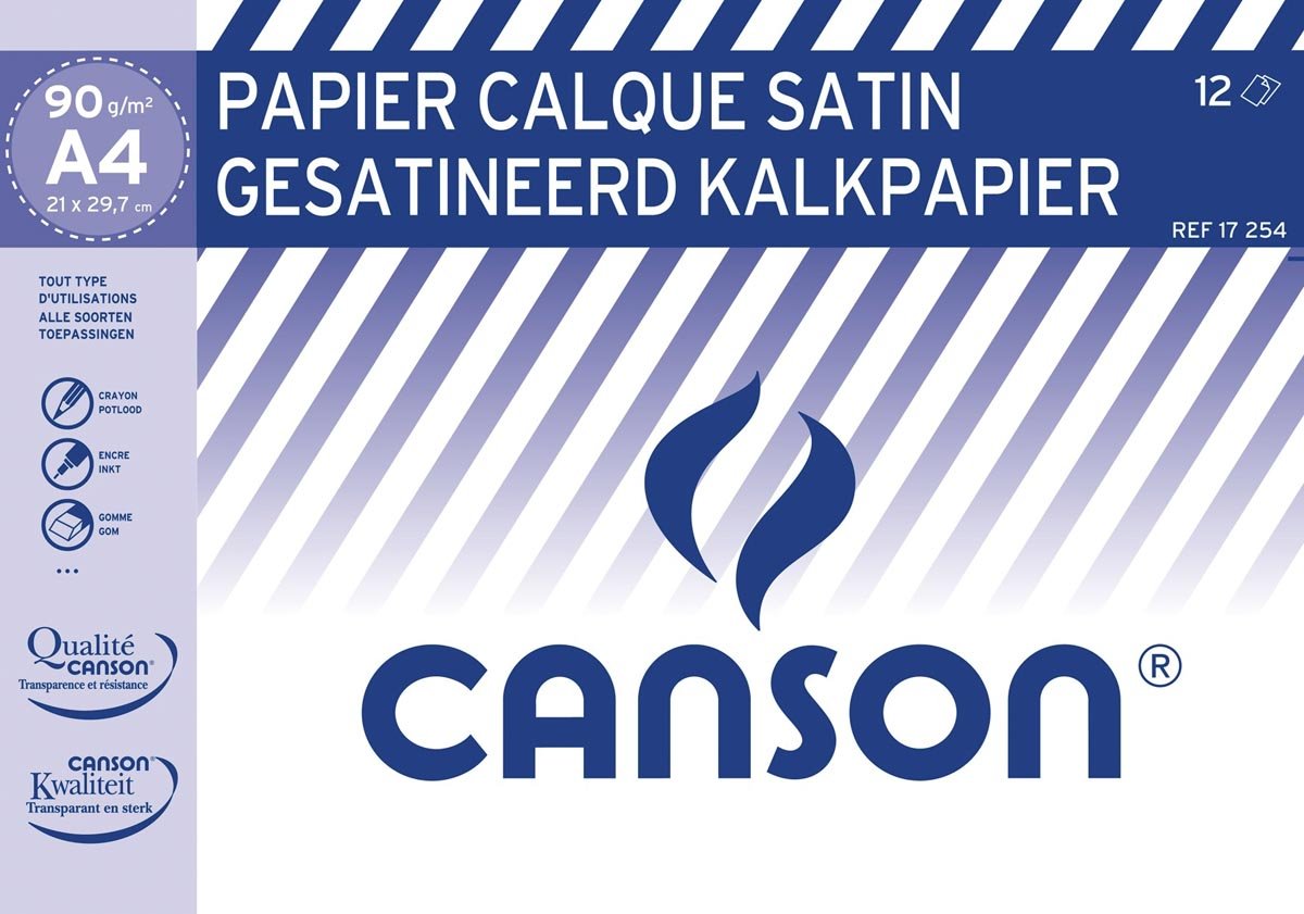 Canson kalkpapier ft 21 x 29,7 cm (A4), etui van 12 blad afbeelding