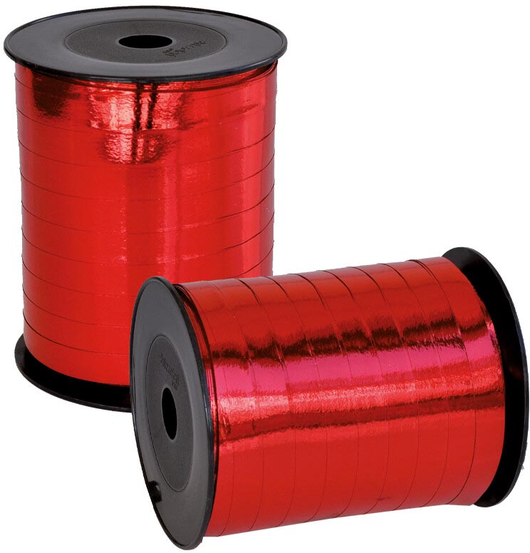 Inpaklint metallic, 10 mm x 250 m, rood