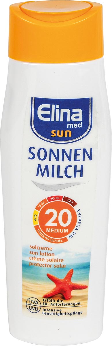 Elina zonnebrandcrème, SPF 20, fles van 200 ml Elina zonnebrandcrème, SPF 20, fles van 200 ml