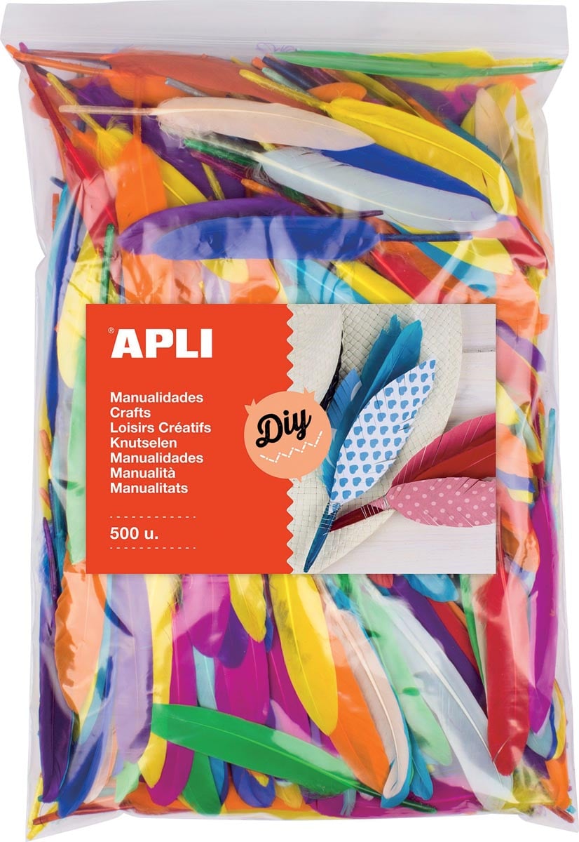 Apli pluimen, zakje met 500 stuks in geassorteerde kleuren afbeelding