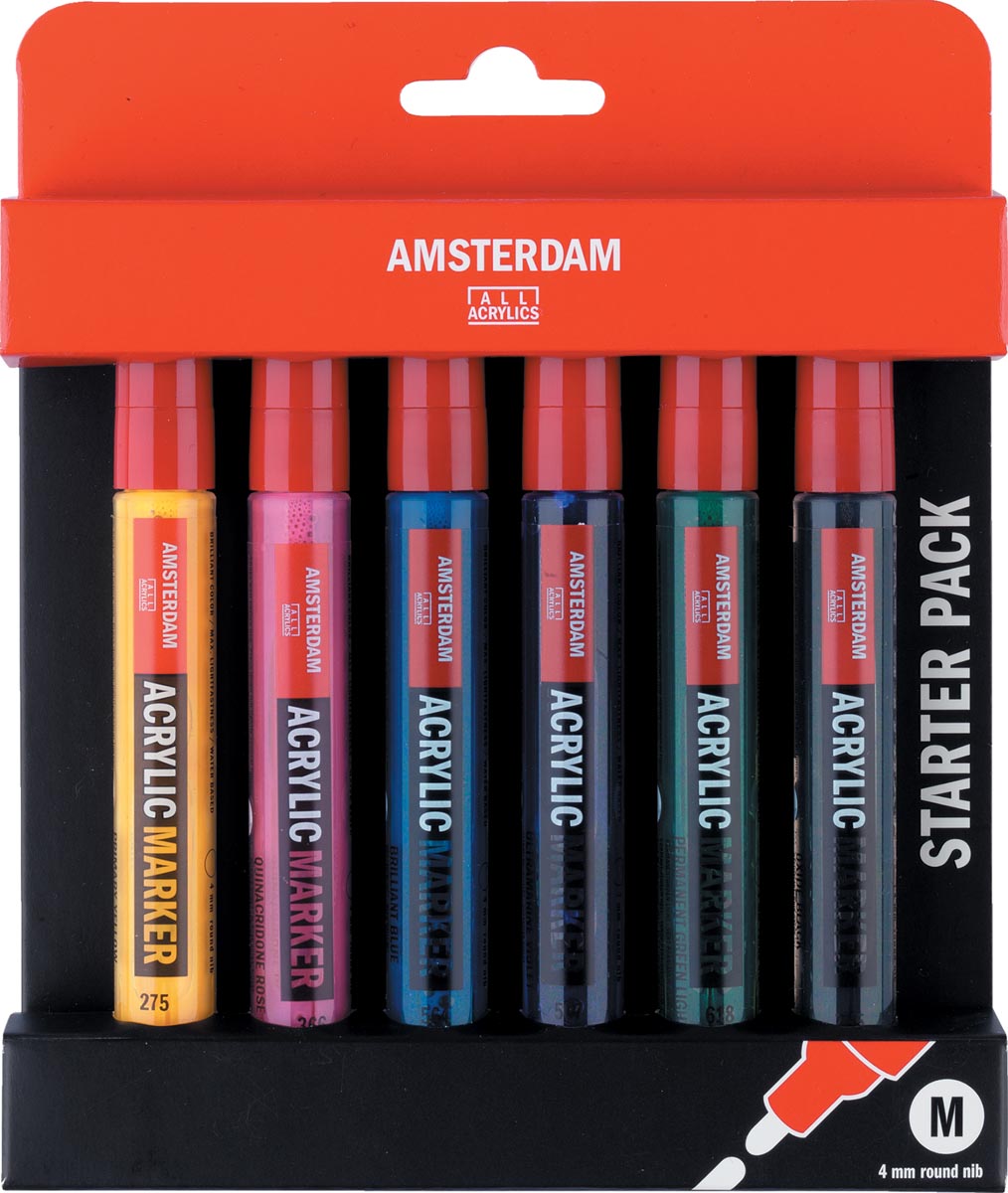 Amsterdam marker Acrylic Marker Starter, kartonnen etui van 6 kleuren