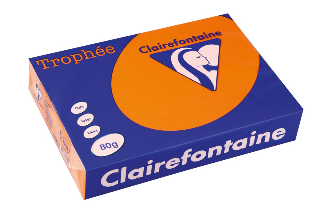 Clairefontaine Trophée Intens, gekleurd papier, A4, 80 g, 500 vel, feloranje afbeelding