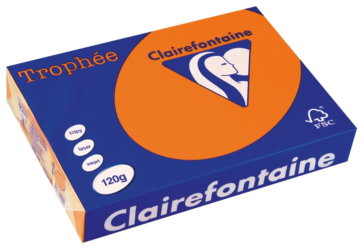 Clairefontaine Trophée Intens, gekleurd papier, A4, 120 g, 250 vel, feloranje afbeelding