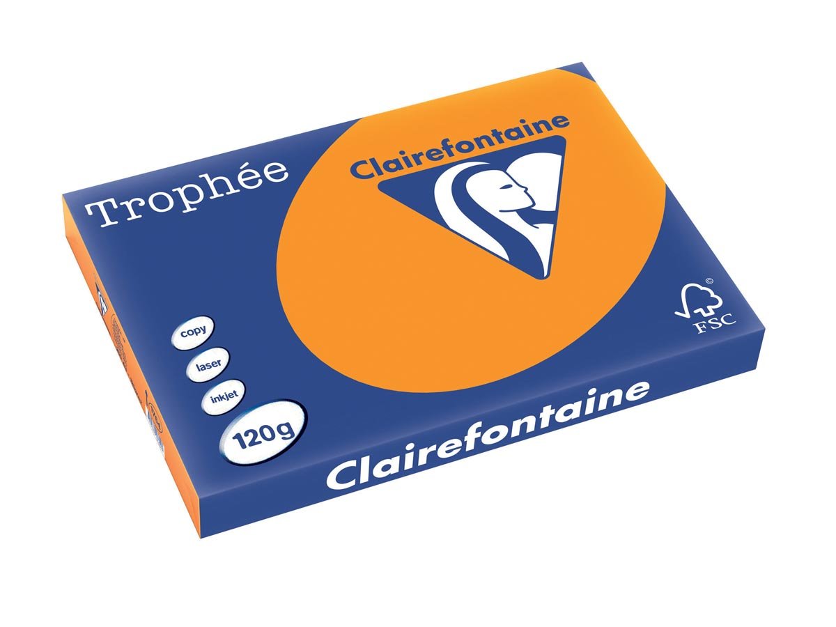 Clairefontaine Trophée Intens, gekleurd papier, A3, 120 g, 250 vel, feloranje afbeelding