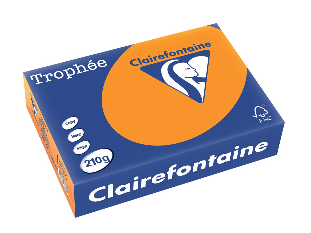 Clairefontaine Trophée Intens, gekleurd papier, A4, 210 g, 250 vel, feloranje afbeelding