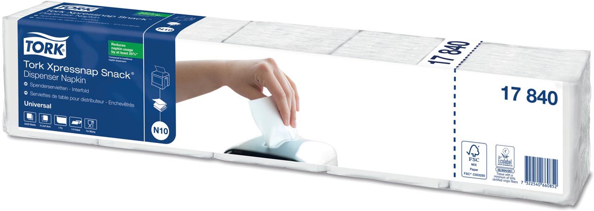 Tork servetten Expressnap Snack voor dispenser, 1-laags, 1125 per bundel afbeelding