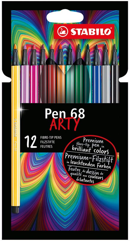 STABILO Pen 68 viltstift ARTY, etui van 12 stuks, assorti