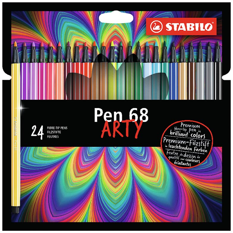 STABILO Pen 68 viltstift ARTY, etui van 24 stuks, assorti