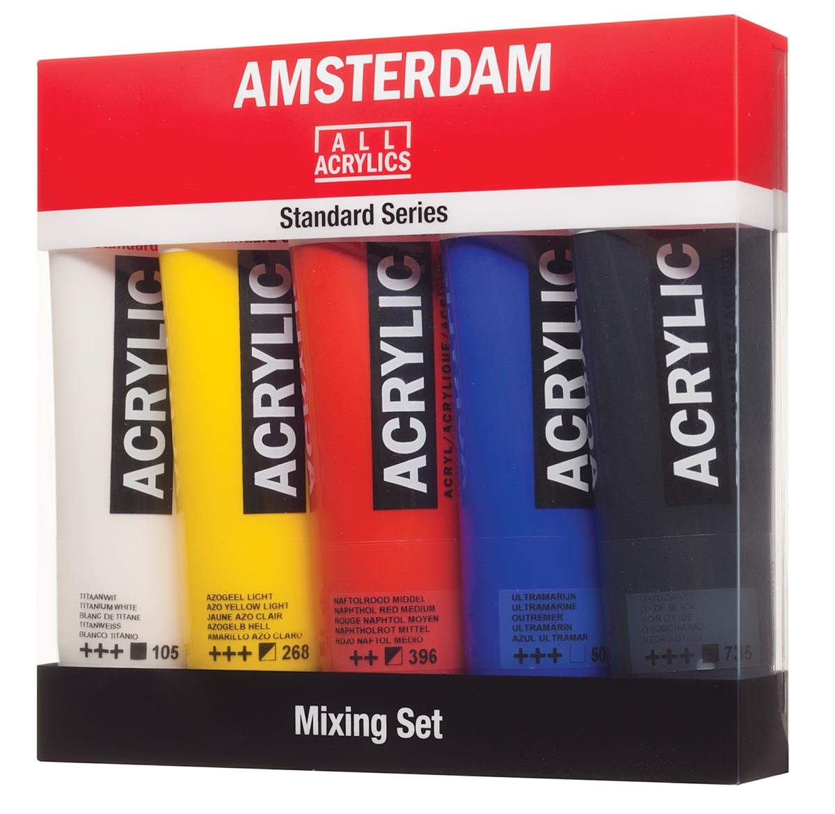 Amsterdam acrylverf tube van 120 ml, doos met 5 tubes in niet-primaire kleuren