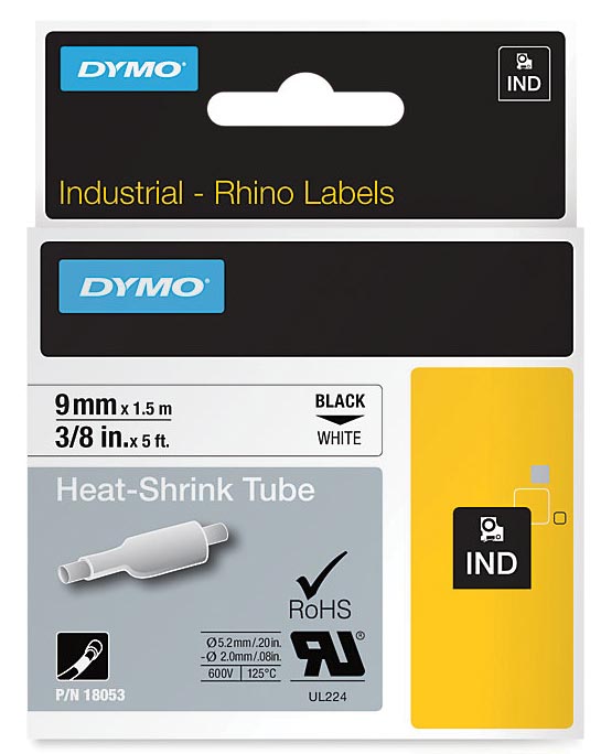 Dymo RHINO krimpkous 9 mm, zwart op wit
