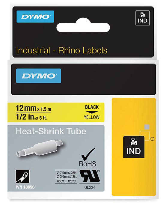 Dymo RHINO krimpkous 12 mm, zwart op geel afbeelding
