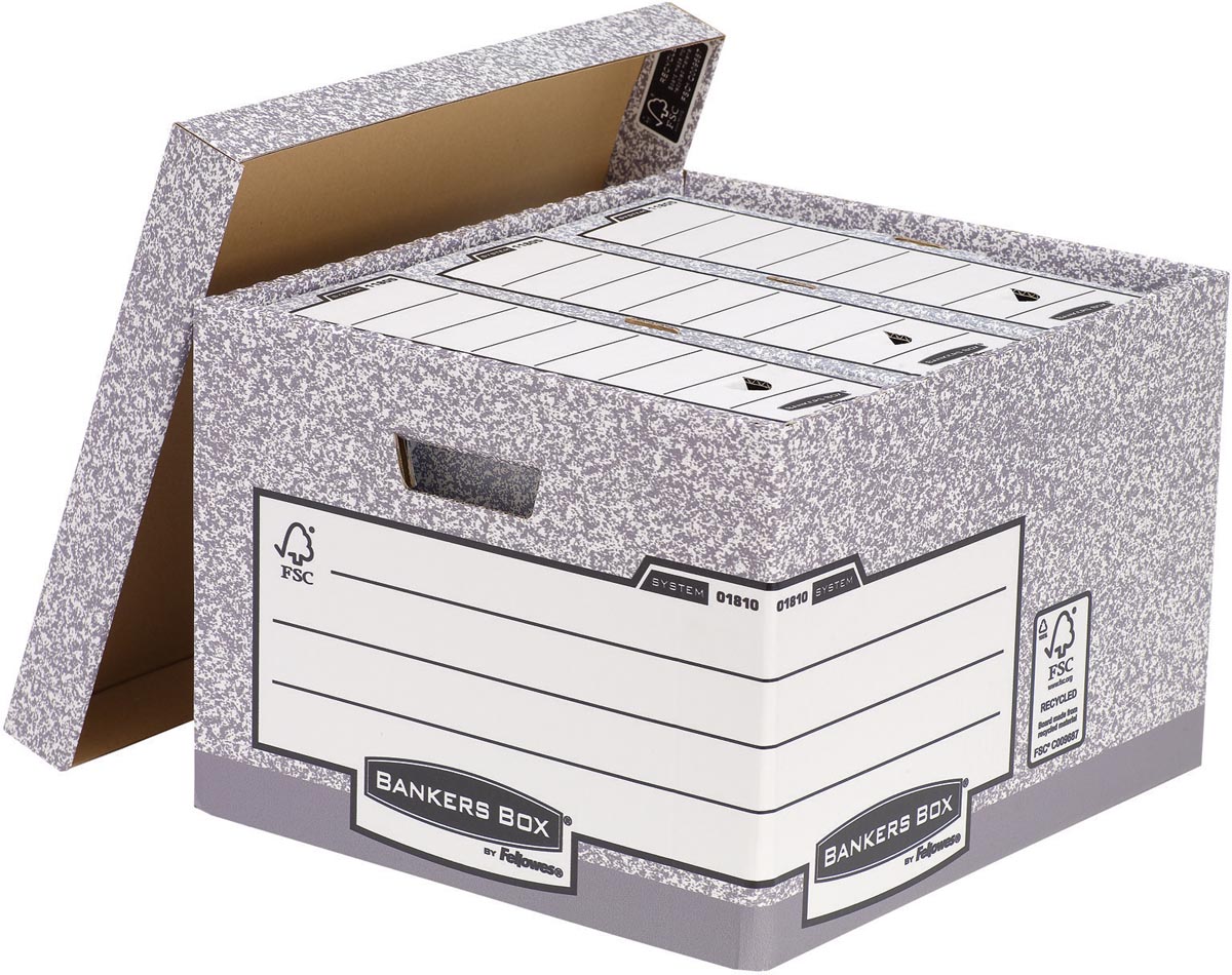 Bankers Box formaat 38 x 28,7 x 43 cm, pak van 10 stuks, grijs