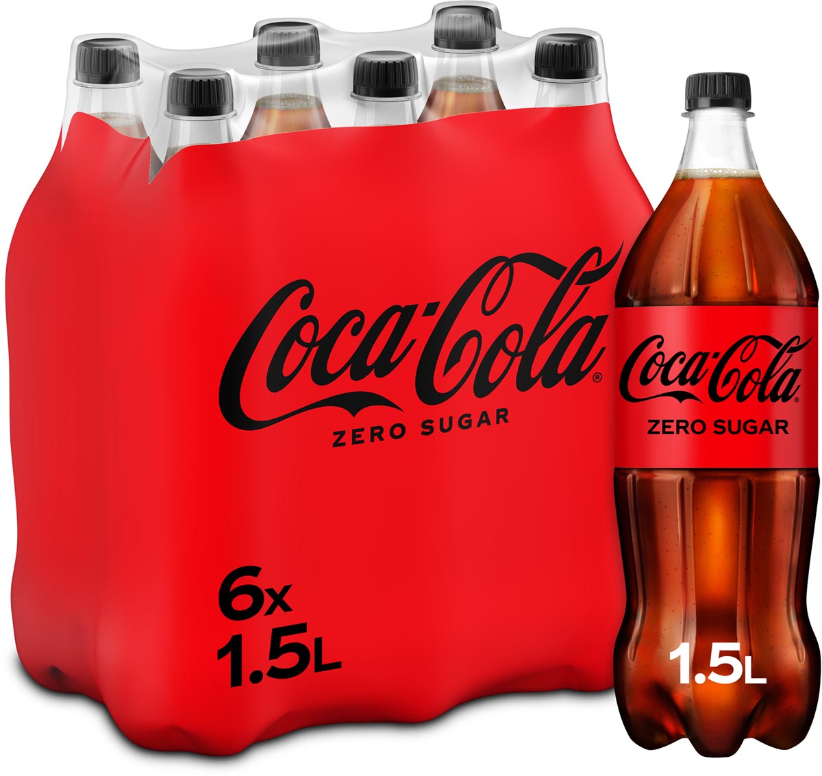 Coca-Cola Zero frisdrank, fles van 1,5 l, pak van 6 stuks afbeelding