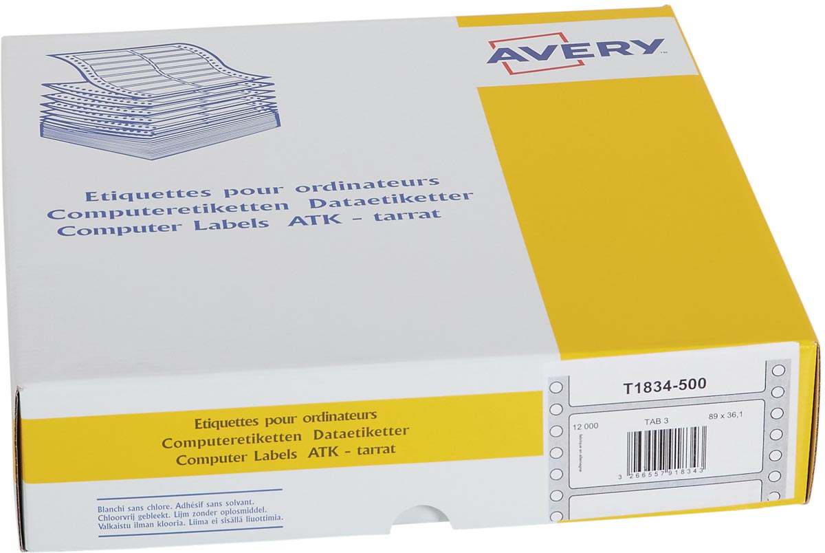 Avery Witte computeretiketten ft 89 x 36,1 mm (b x h), 12.000 stuks