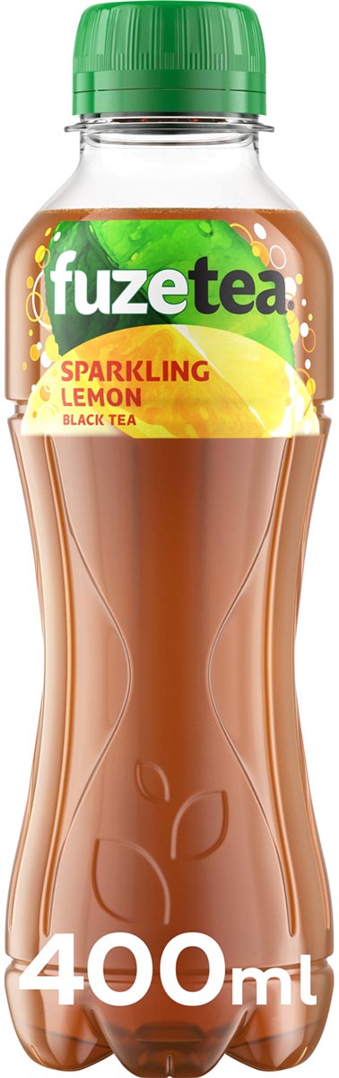Fuze Tea frisdrank, bruisend, fles van 40 cl, pak van 12 stuks, zwarte thee