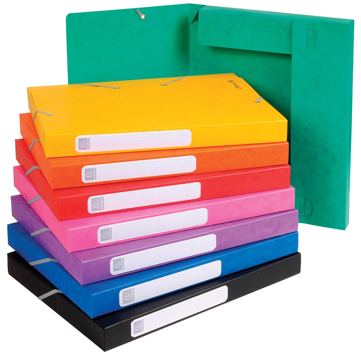 Exacompta Elastobox Cartobox rug van 2,5 cm, geassorteerde kleuren groen, blauw, geel, rood, oranje, ...