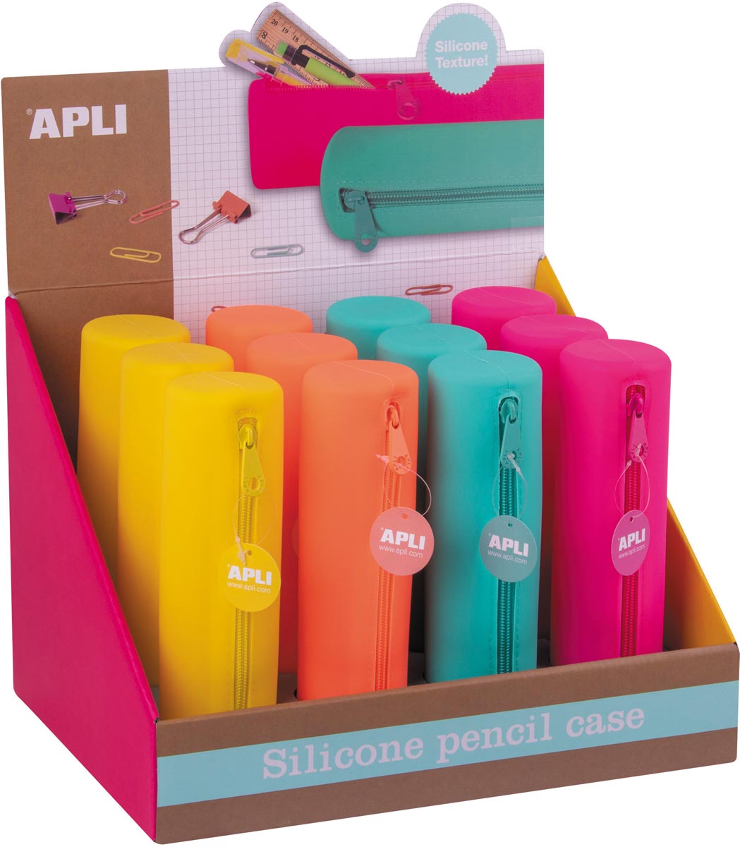 Apli display ronde fluo siliconen pennenzak