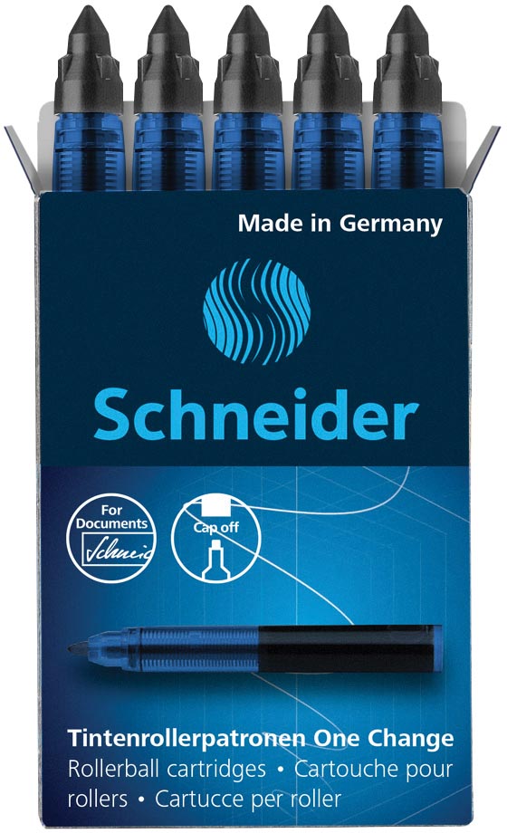 Schneider vulling One Change, doos van 5 stuks, zwart Schneider vulling One Change, doos van 5 stuks, zwart