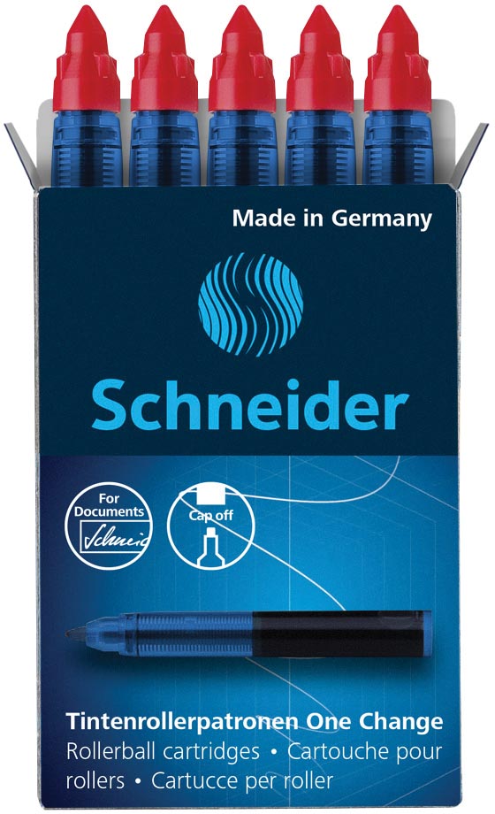 Schneider vulling One Change, doos van 5 stuks, rood Schneider vulling One Change, doos van 5 stuks, rood