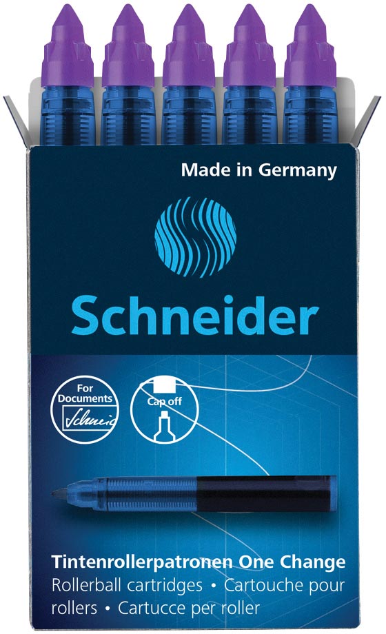 Schneider vulling One Change, doos van 5 stuks, violet Schneider vulling One Change, doos van 5 stuks, violet
