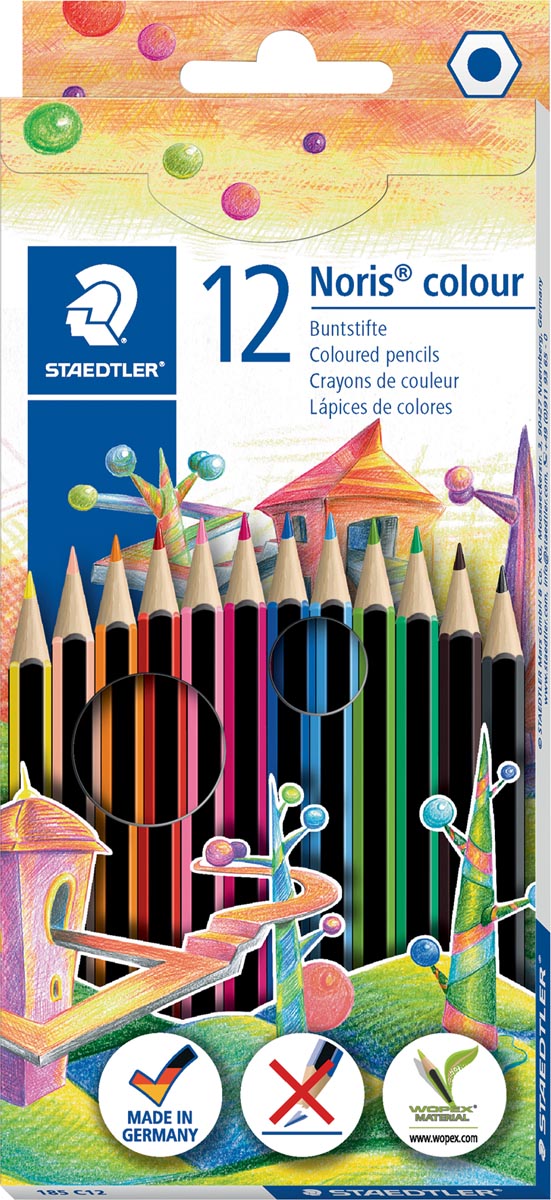 Staedler kleurpotloden Noris Colour, ophangdoos met 12 stuks in geassorteerde kleuren Staedler kleurpotloden Noris Colour, ophangdoos met 12 stuks in geassorteerde kleuren