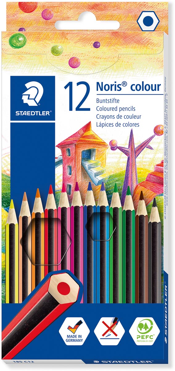 Staedler kleurpotloden Noris Colour, ophangdoos met 12 stuks in geassorteerde kleuren