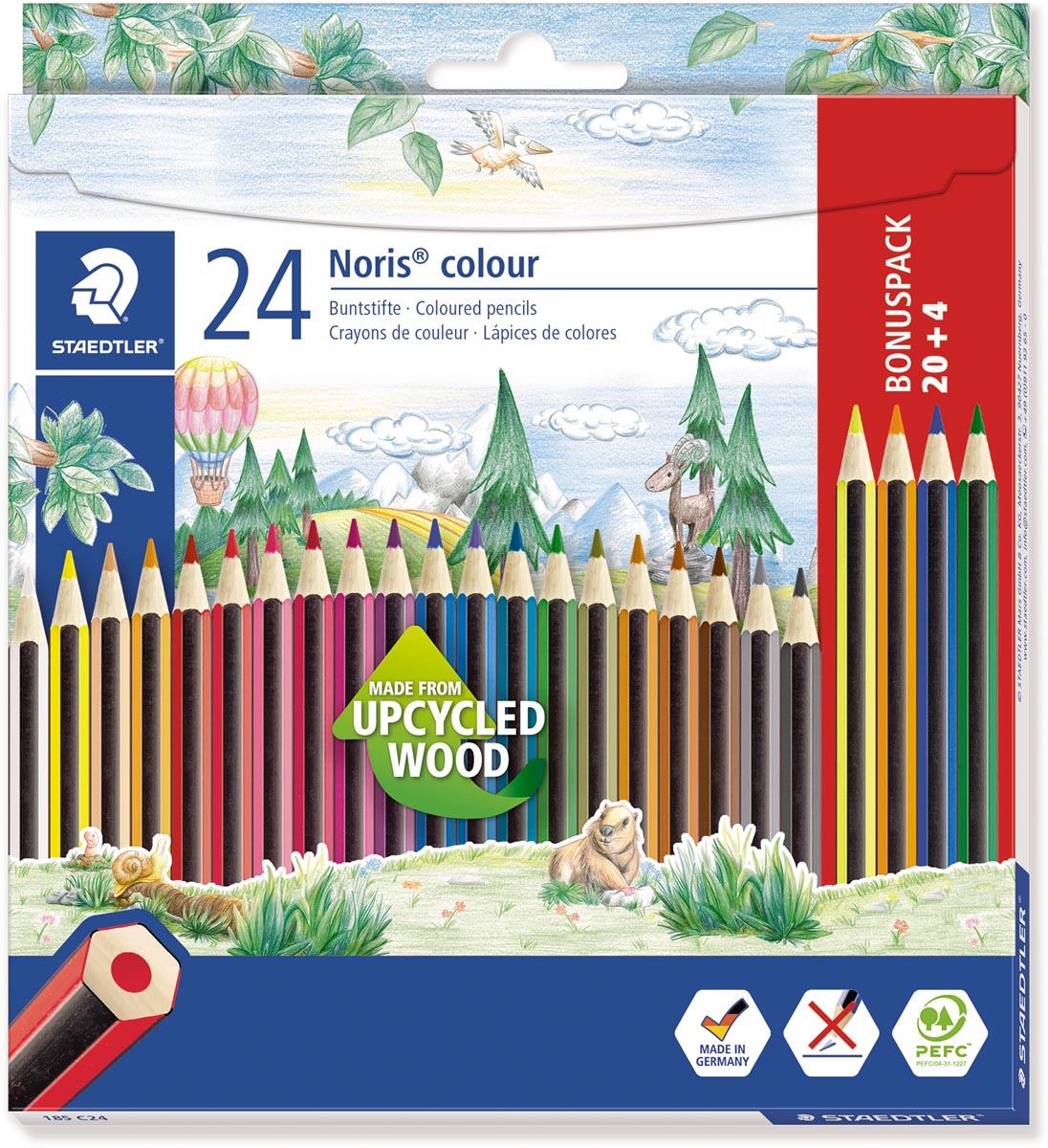 Staedtler Noris colour kleurpotloden, blister van 20 + 4 gratis afbeelding