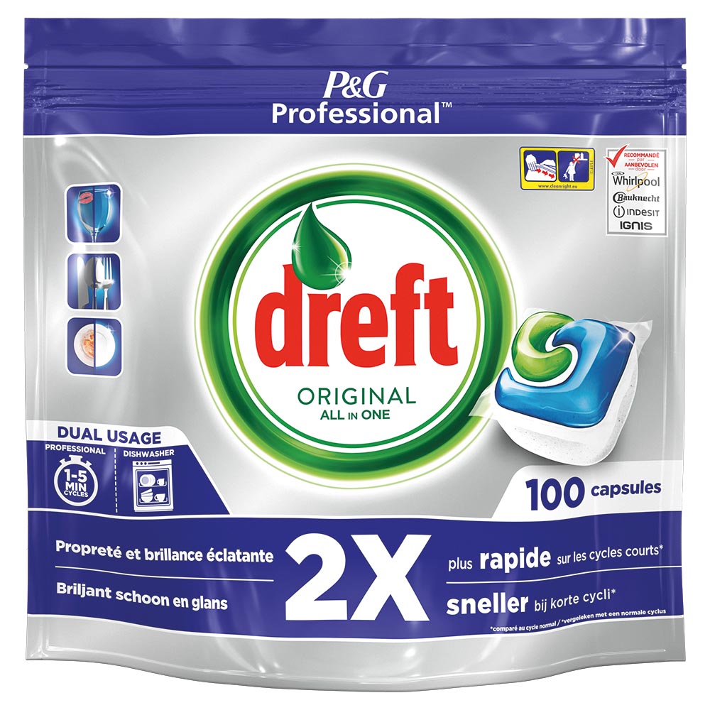 Dreft vaatwastabletten All in One Original, pak van 100 tabletten