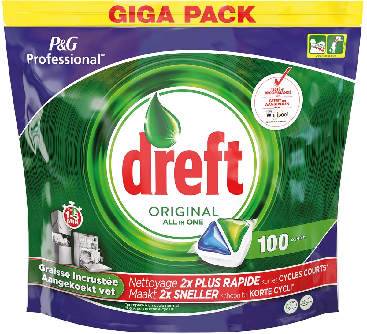 Dreft vaatwastabletten All in One Original, pak van 100 tabletten Dreft vaatwastabletten All in One Original, pak van 100 tabletten