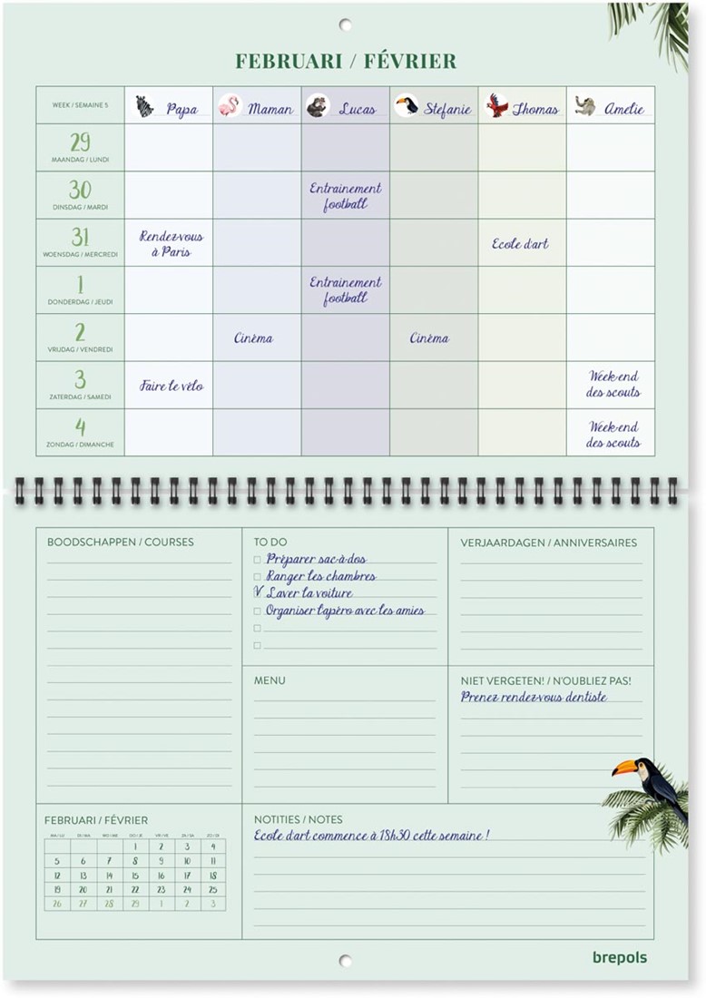Brepols gezinskalender weekoverzicht, Nederlandstalig, 2025 bij VindiQ