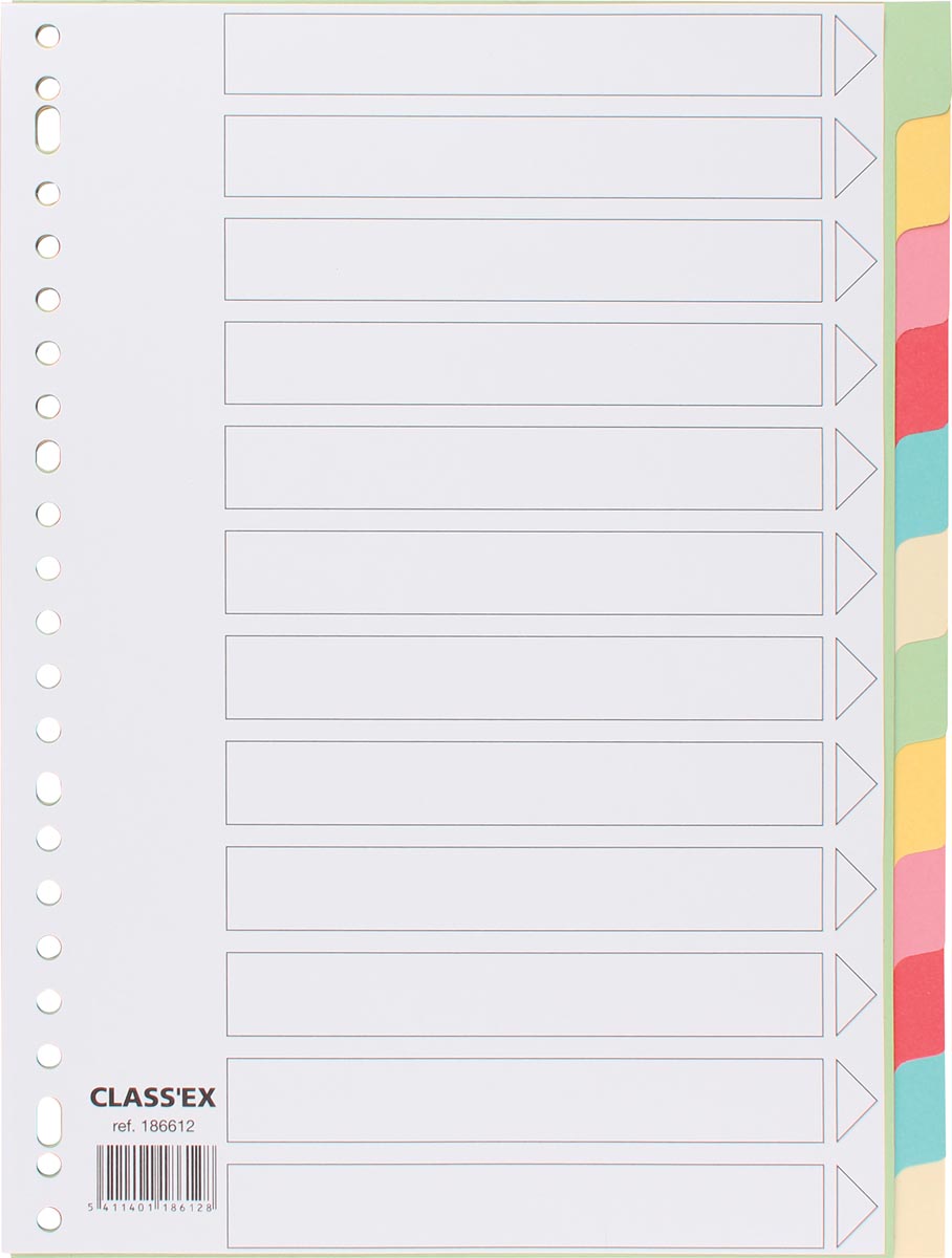 Classex Tabbladen 12 Tabs 23 Gaatsperforatie Karton Geassorteerde Kleuren huismerk kopen in de aanbieding Classex Tabbladen 12 Tabs 23 Gaatsperforatie Karton Geassorteerde Kleuren huismerk kopen in de aanbieding