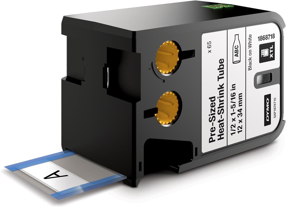 Dymo voorgesneden krimpkous 12 x 34 mm, zwart op wit