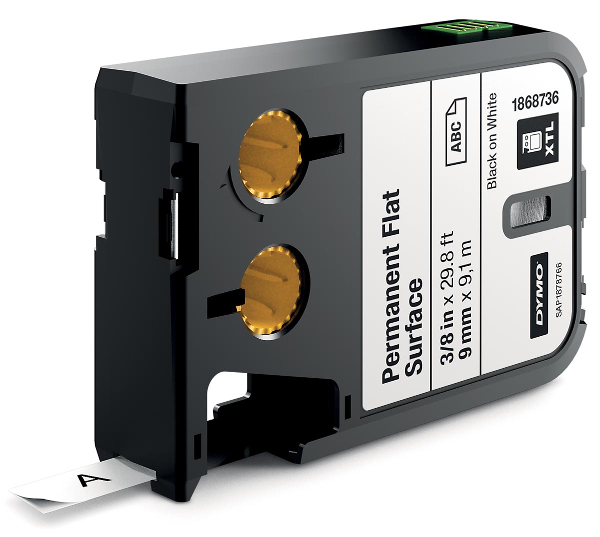 Dymo XTL tape 9 mm, zwart op wit, polyester