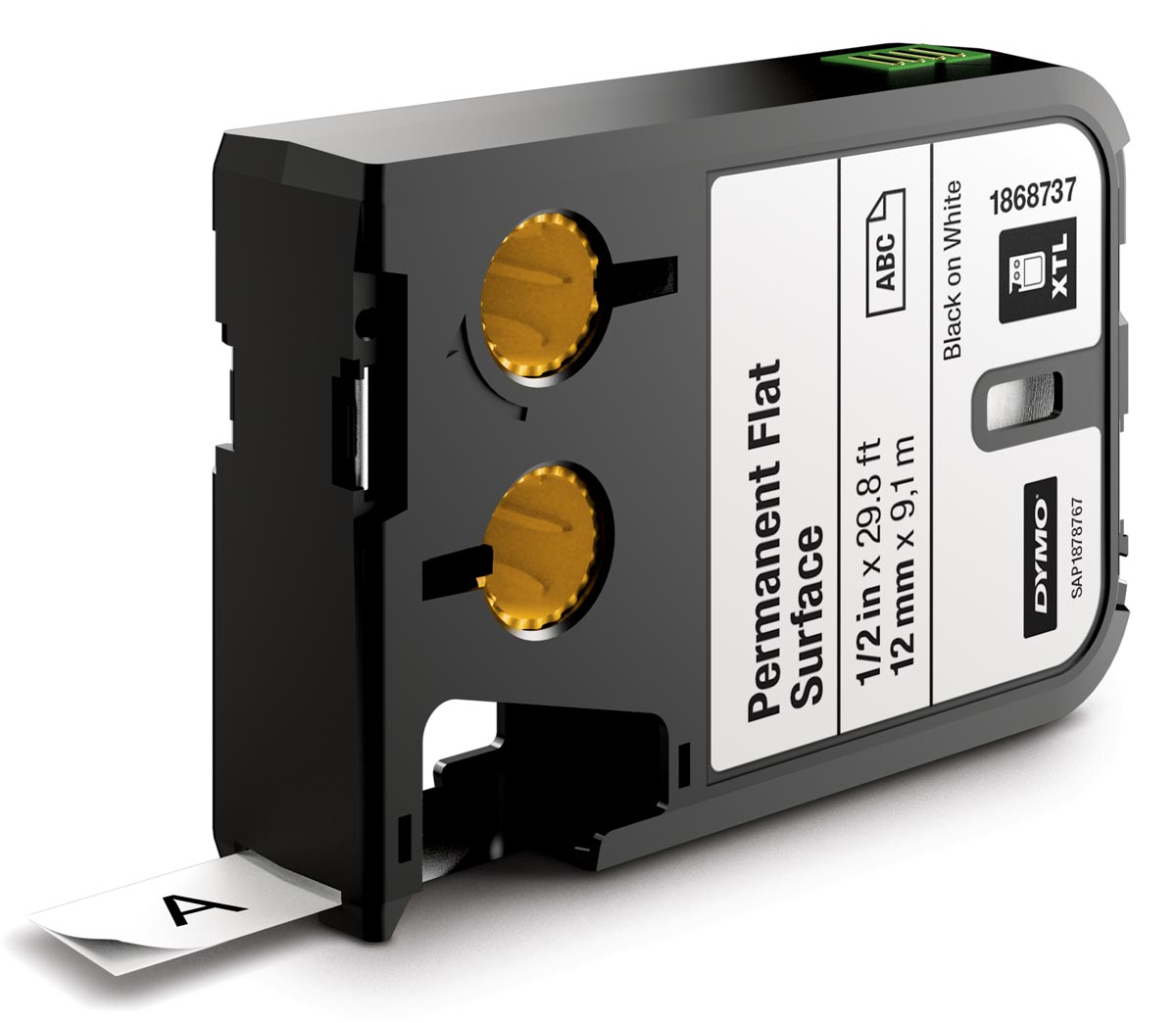 Dymo XTL tape 12 mm, zwart op wit, polyester